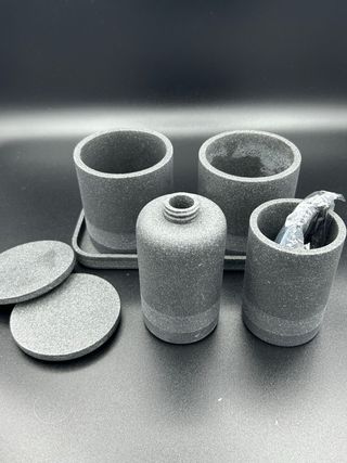 Set Bagno Effetto Marmo Nero – 6 Accessori