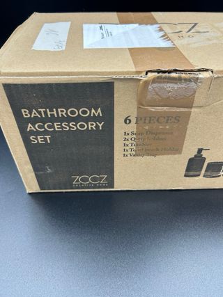 Set Bagno Effetto Marmo Nero – 6 Accessori