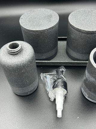 Set Bagno Effetto Marmo Nero – 6 Accessori