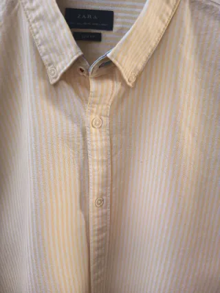 Camisa ZARA Slim Fit Rayas Amarillas Talla L