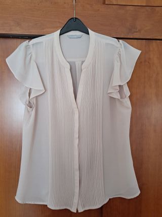 Blusa H&M manga corta rosa empolvado