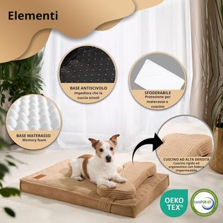 Materassino Cuccia Ortopedico per Cani con Cuscino
