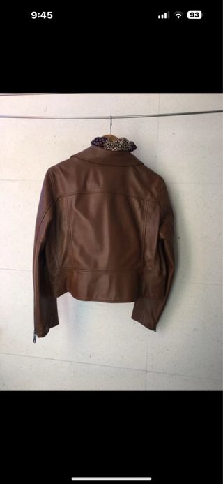 Cazadora Biker Piel Uterqüe Marrón