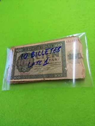 10 Billetes españoles 100 Pesetas 1936 muy usados