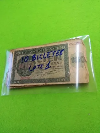10 Billetes españoles 100 Pesetas 1936 muy usados