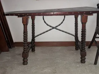 Mesa tijera antigua madera y metal
