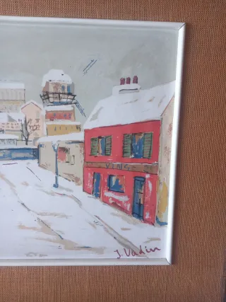 Cuadro paisaje urbano nevado