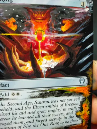 Carta Sol Ring MTG tlotr pintada a mano