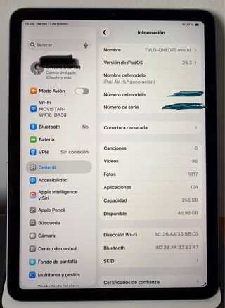 iPad Air 5 (M1) 256GB WiFi Púrpura Impecable