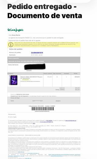 iPad Air 5 (M1) 256GB WiFi Púrpura Impecable