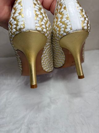 Zapatos Nicolas Piel Dorados y Blancos