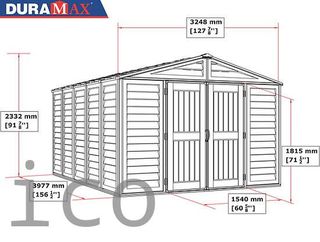 Caseta PVC Woodbridge Plus 405x324x233 cm - Duramax