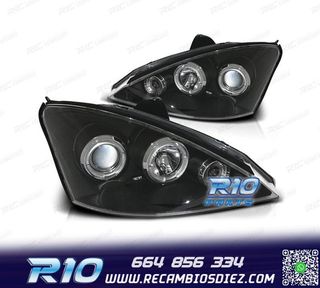 FAROS FORD FOCUS 01-05 OJOS ANGEL FONDO NEGRO