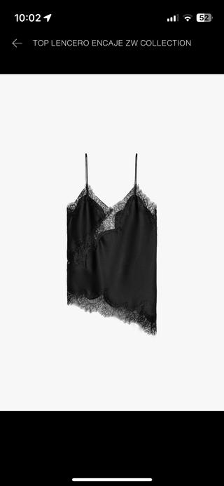 Top Lencero Encaje ZW Collection Negro. Sin usar.