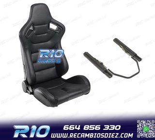 ASIENTO DEPORTIVO SEMI BAQUET ESTILO RS CUERO NEGRO Y CORRED