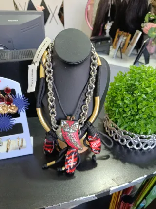 Collar Bimba y Lola búho rojo y plata