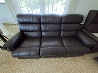 Sofá de piel 3 plazas marrón