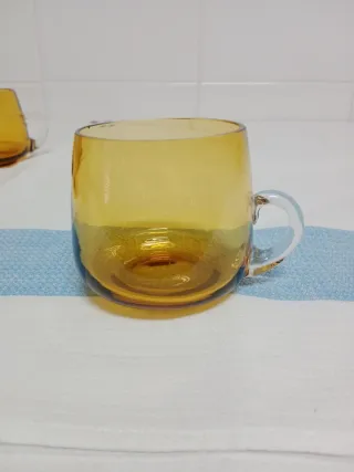 Conjunto 5 copas ámbar cristal