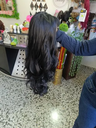 Peluca Fibra Natural Beige/Marrón