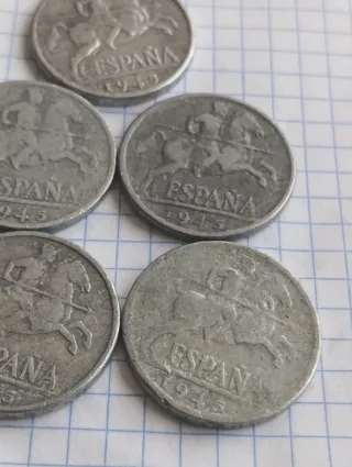 5 Monedas 10 Céntimos España 1945