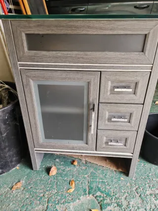 Mueble lavabo madera y cristal de 60cm