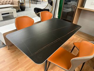 Mesa Comedor Estilo Mármol Negra