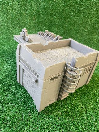 Scena post-apocalittica di una stazione di servizio Sci-Fi