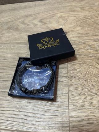 Men's Leather and Stainless Steel Bracelet 21 cm