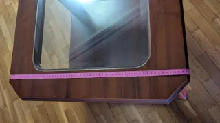 Mesita de salón madera maciza y cristal