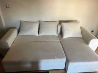 Sofá Cama Chaise Longue Beige