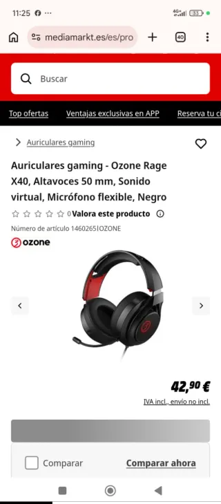 Cascos Gaming Negros con Detalles Rojos
