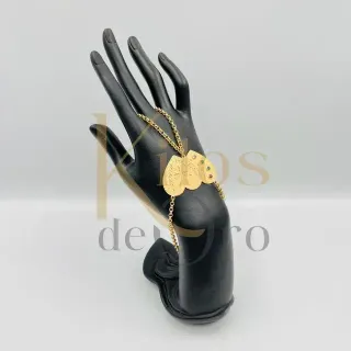 Pulsera Manita Corazón Doble 18K