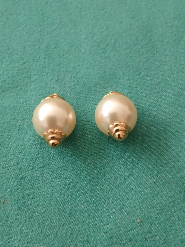 Colgantes perlas vintage doradas