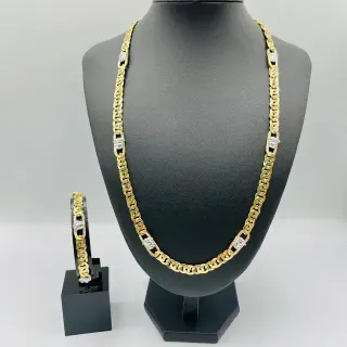 Cadena Medusa Greca Bicolor 8mm 18K