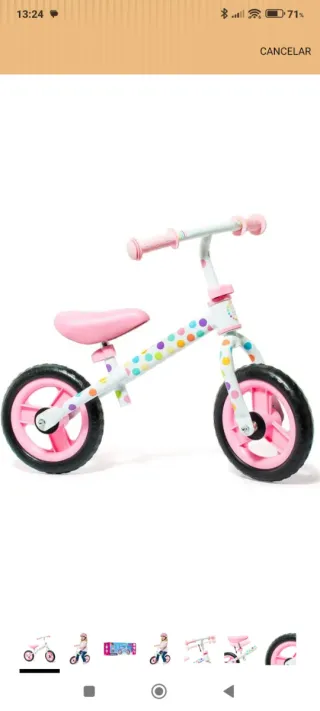 Bicicleta 12" sin pedales rosa