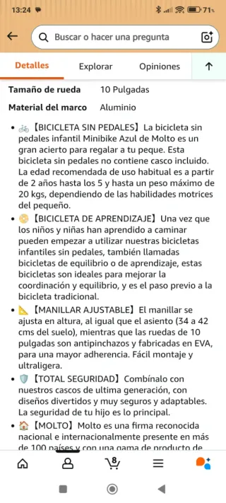 Bicicleta 12" sin pedales rosa