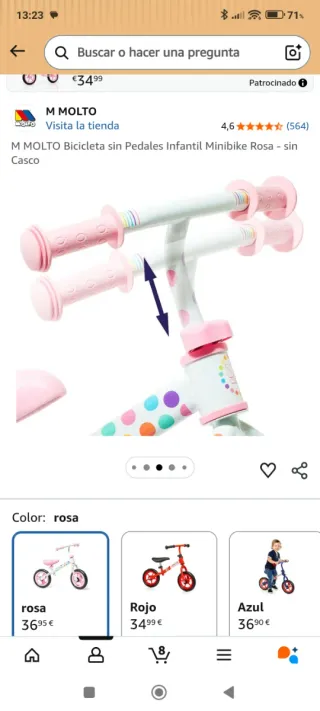 Bicicleta 12" sin pedales rosa