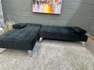 Sofá Cama Chaise Longue Negro 198cm