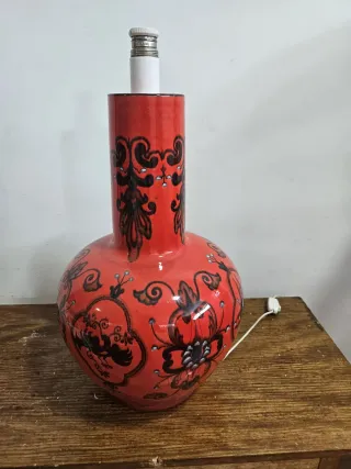 2 Lámparas Cerámica Roja Esmaltada