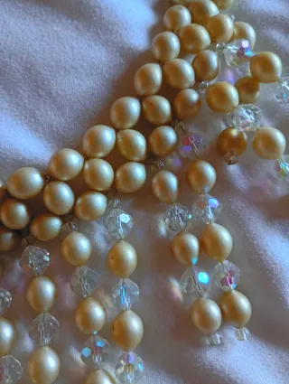 Collar vintage perlas y cristal de roca