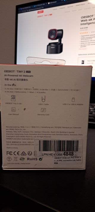 OBSBOT Tiny 2 Lite Cámara Web 4K PTZ IA