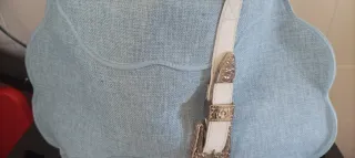 Borsa donna celeste e bianca
