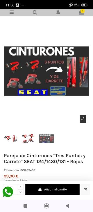 Cinturones 3 Puntos Seat Rojos