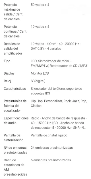 Radio CD JVC KD-G332 Coche