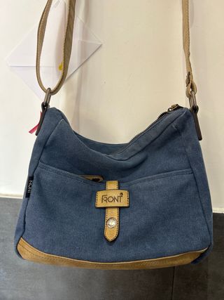 Bolso FRONT tejano azul y marrón