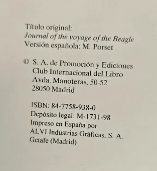 Libro Mi viaje alrededor del mundo de Darwin