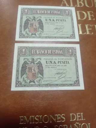 2 Billetes 1 Peseta Banco de España 1938