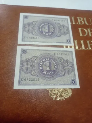 2 Billetes 1 Peseta Banco de España 1938