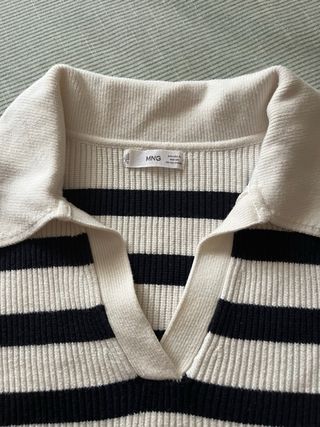 Jersey Mango Rayas Blanco y Negro