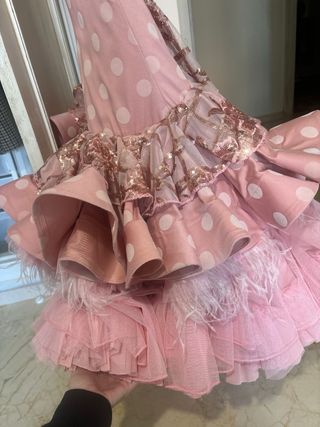 Vestido Flamenca Andrew Pocrid Lunares Rosa